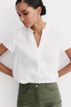 Cheap Blouse Kat 100% Lin Blanc Femme Chemises