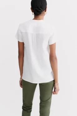 Cheap Blouse Kat 100% Lin Blanc Femme Chemises
