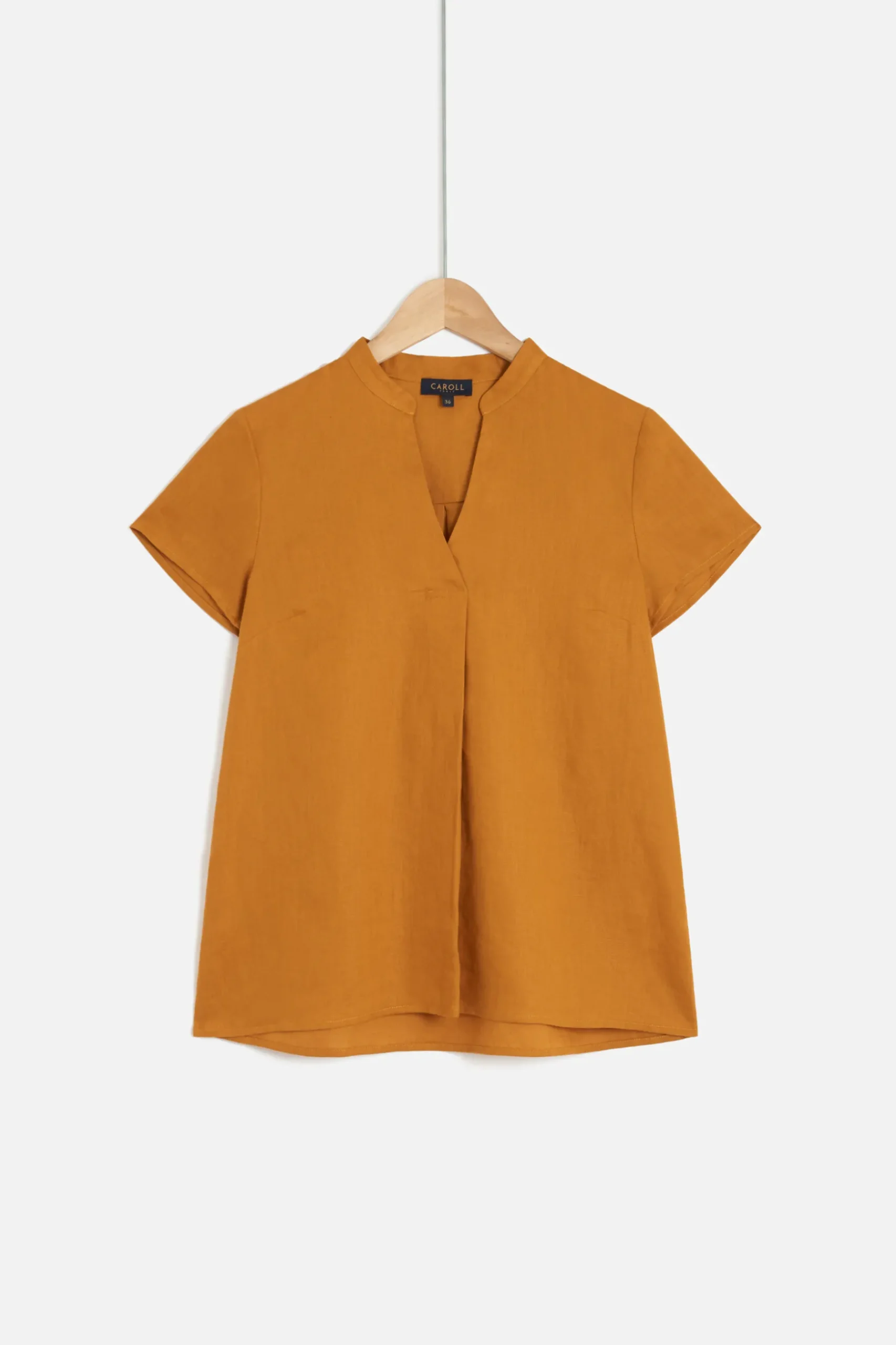 Online Blouse Kat 100% Lin Jaune Moutarde Femme Chemises