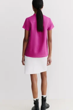 Sale Blouse Kat 100% Lin Violet Femme Chemises