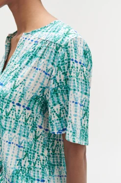 Best Sale Blouse Tie And Dye Vert Emeraude Femme Blouses