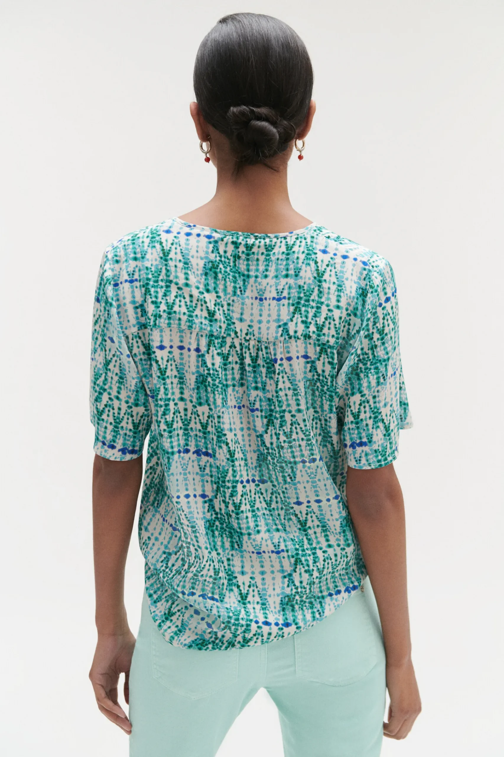 Best Sale Blouse Tie And Dye Vert Emeraude Femme Blouses