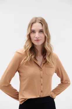New Chemise Albi En Jersey Camel Femme Chemises