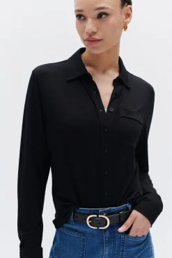 Outlet Chemise Albi En Jersey Noir Femme Chemises