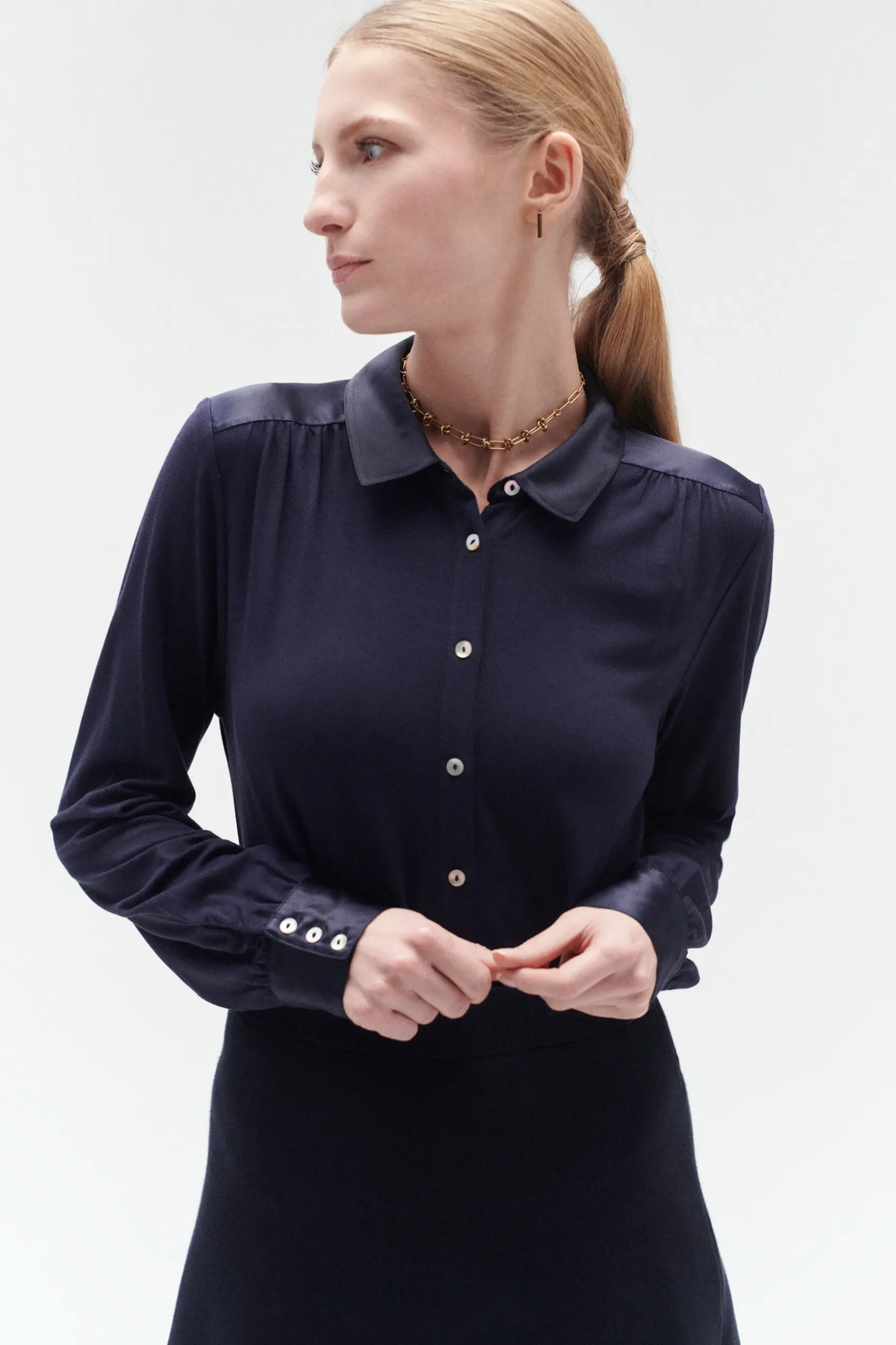 New Chemise Bi-Matiere Hector Femme Tops Et T-Shirts