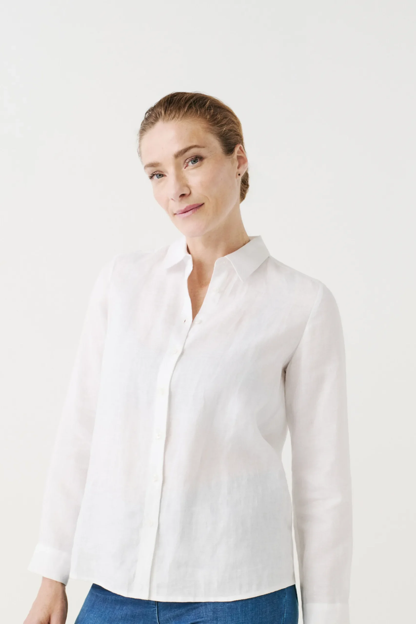Sale Chemise Brenda 100% Lin Blanc Femme Chemises