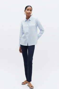 New Chemise Brenda 100% Lin Bleu Ciel Femme Chemises