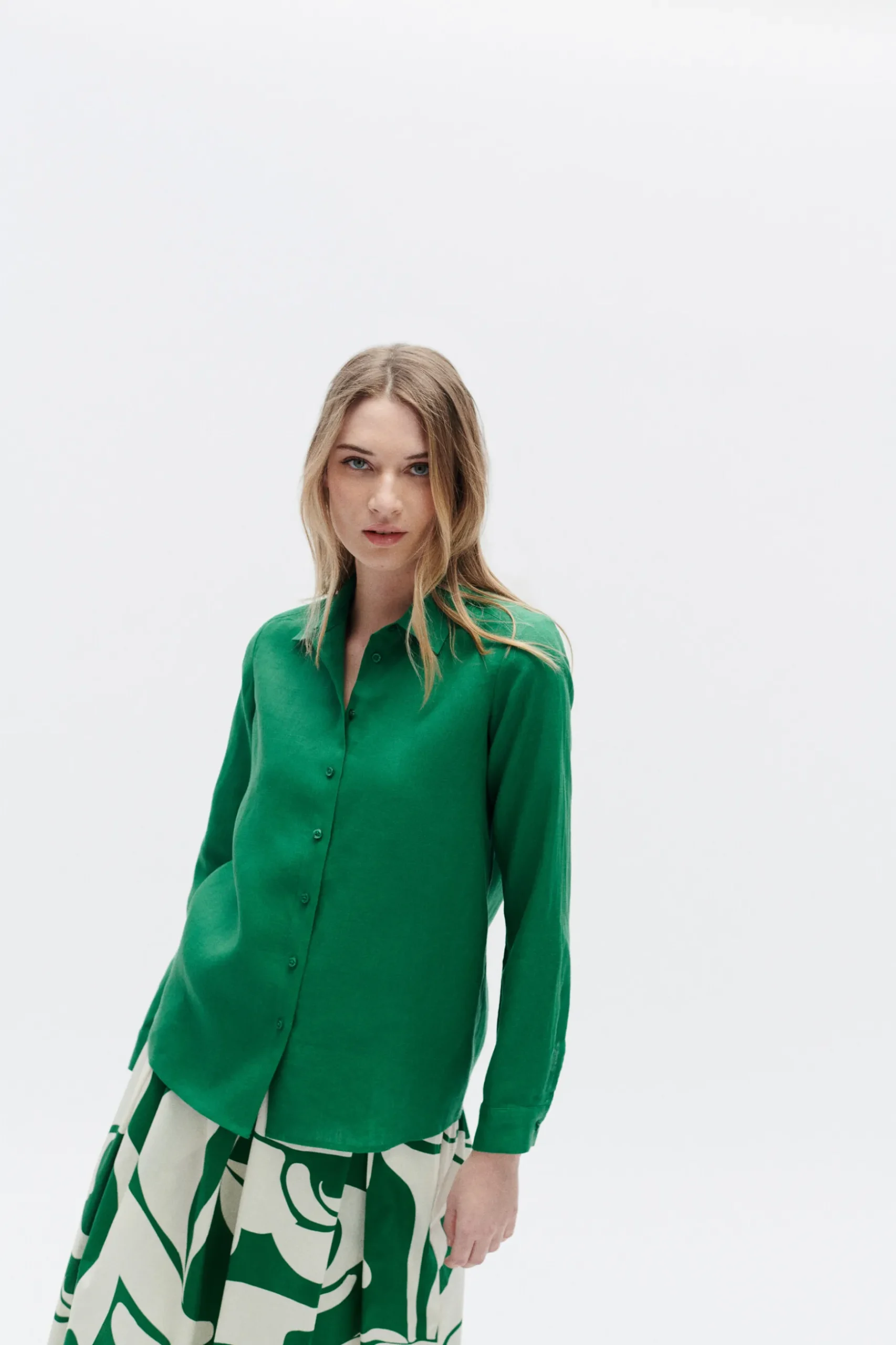 Sale Chemise Brenda 100% Lin Vert Menthe Femme Chemises