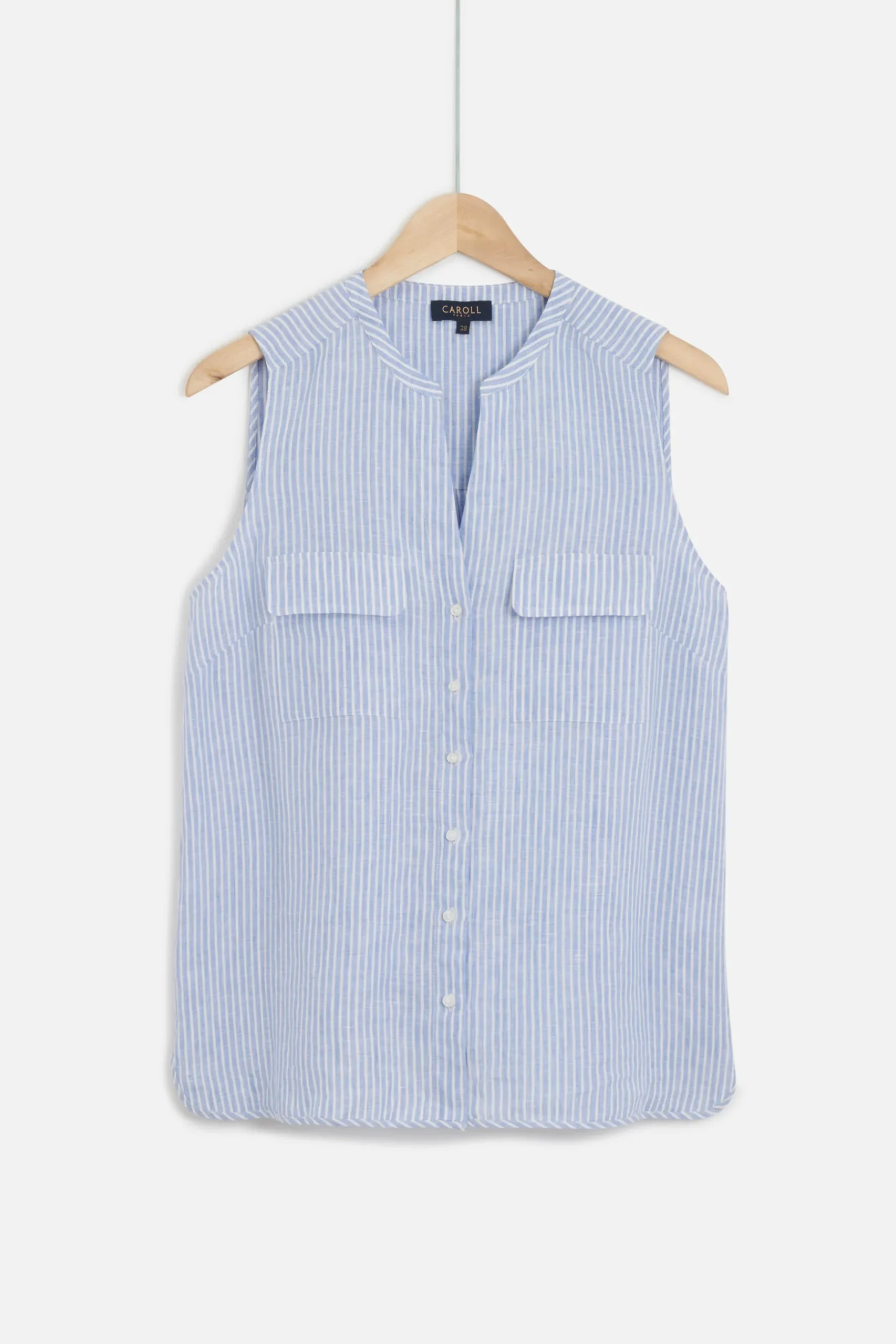 Fashion Chemise Chambray Rayee 100% Lin Femme Chemises