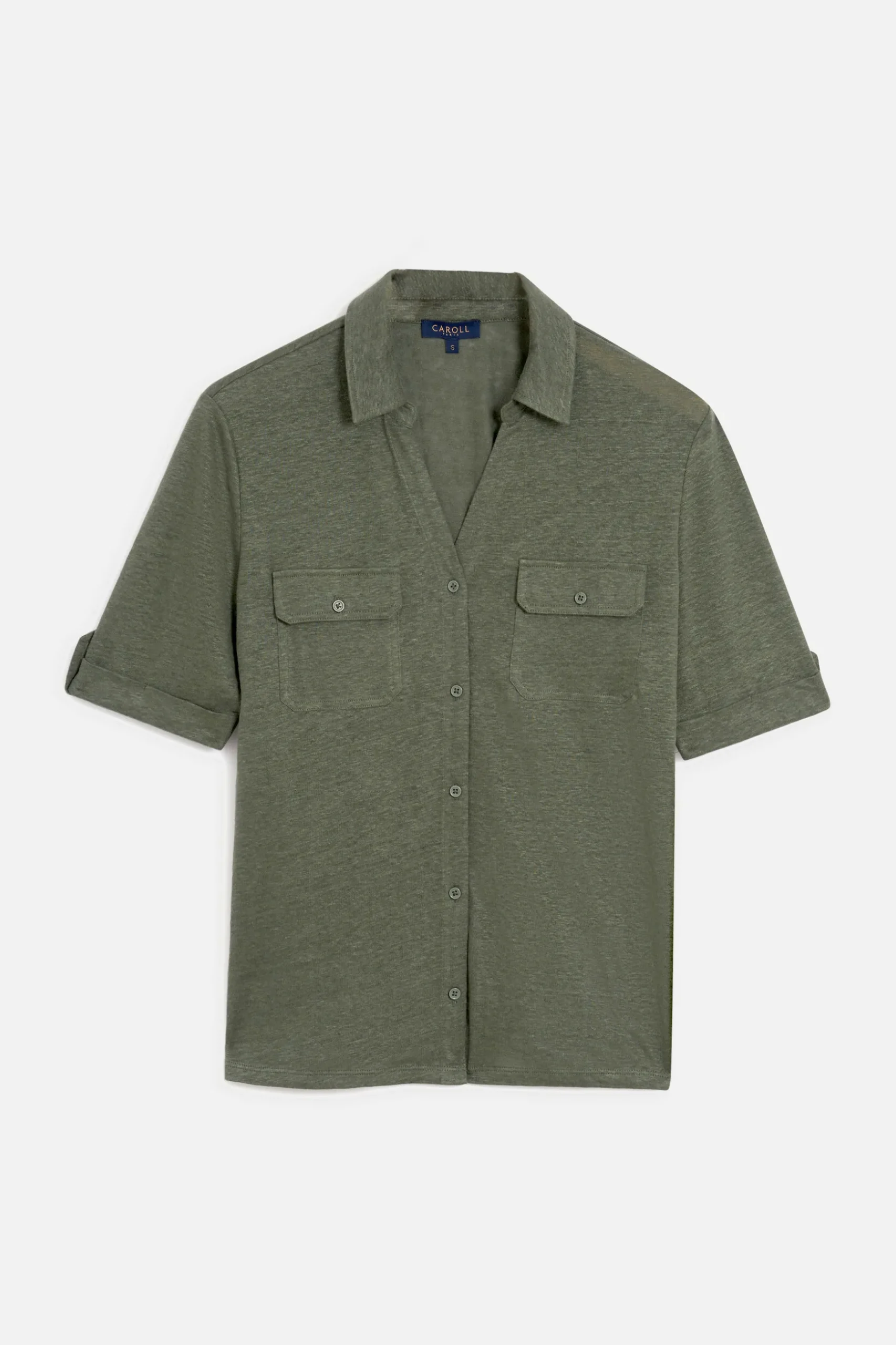 Online Chemise Estela 100% Lin Vert Kaki Femme Tops Et T-Shirts