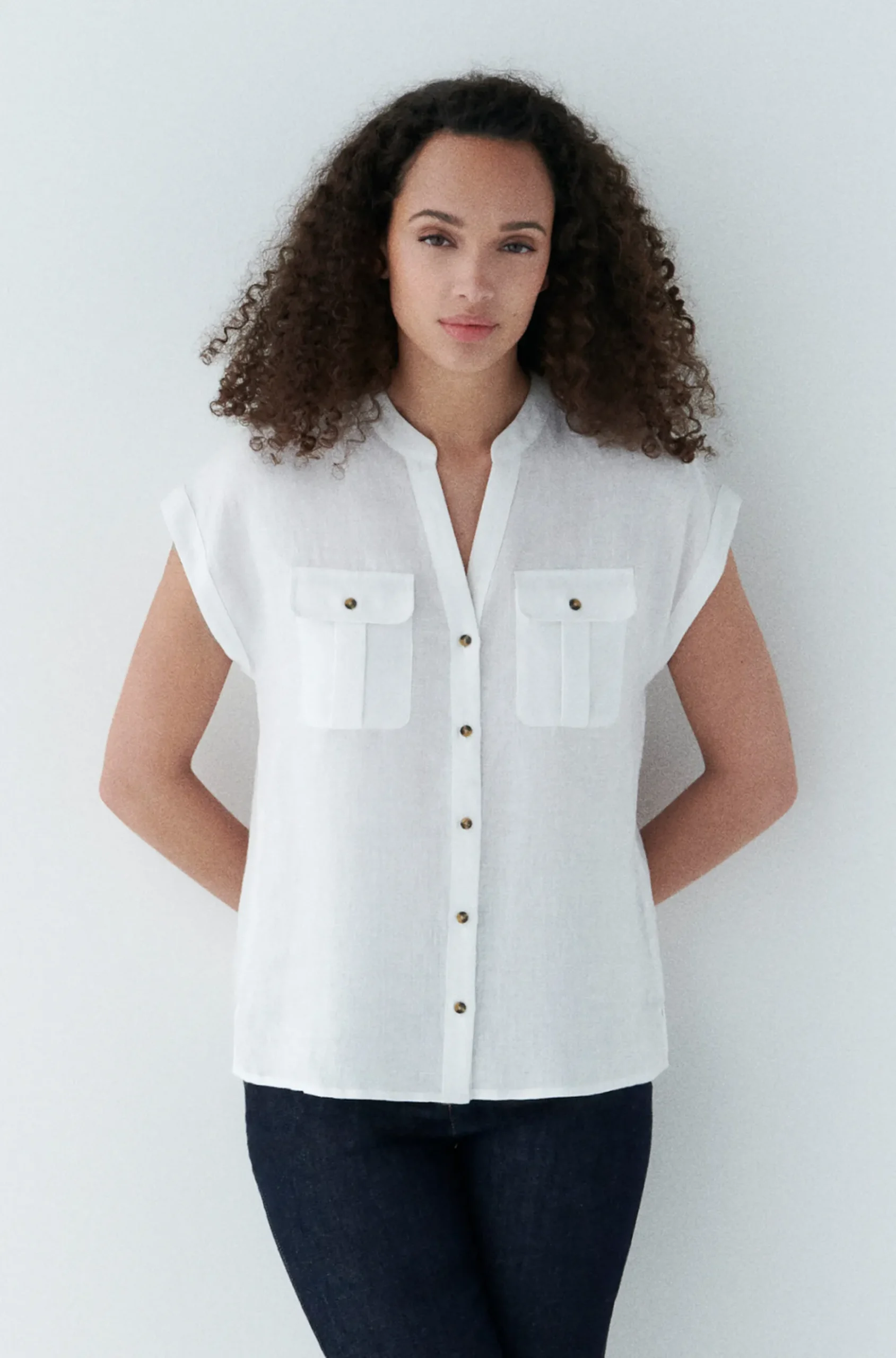 Store Chemise Gina 100% Lin Blanc Femme Blouses
