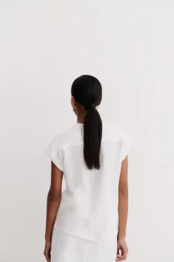 Store Chemise Gina 100% Lin Blanc Femme Blouses