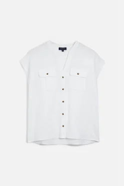 Store Chemise Gina 100% Lin Blanc Femme Blouses