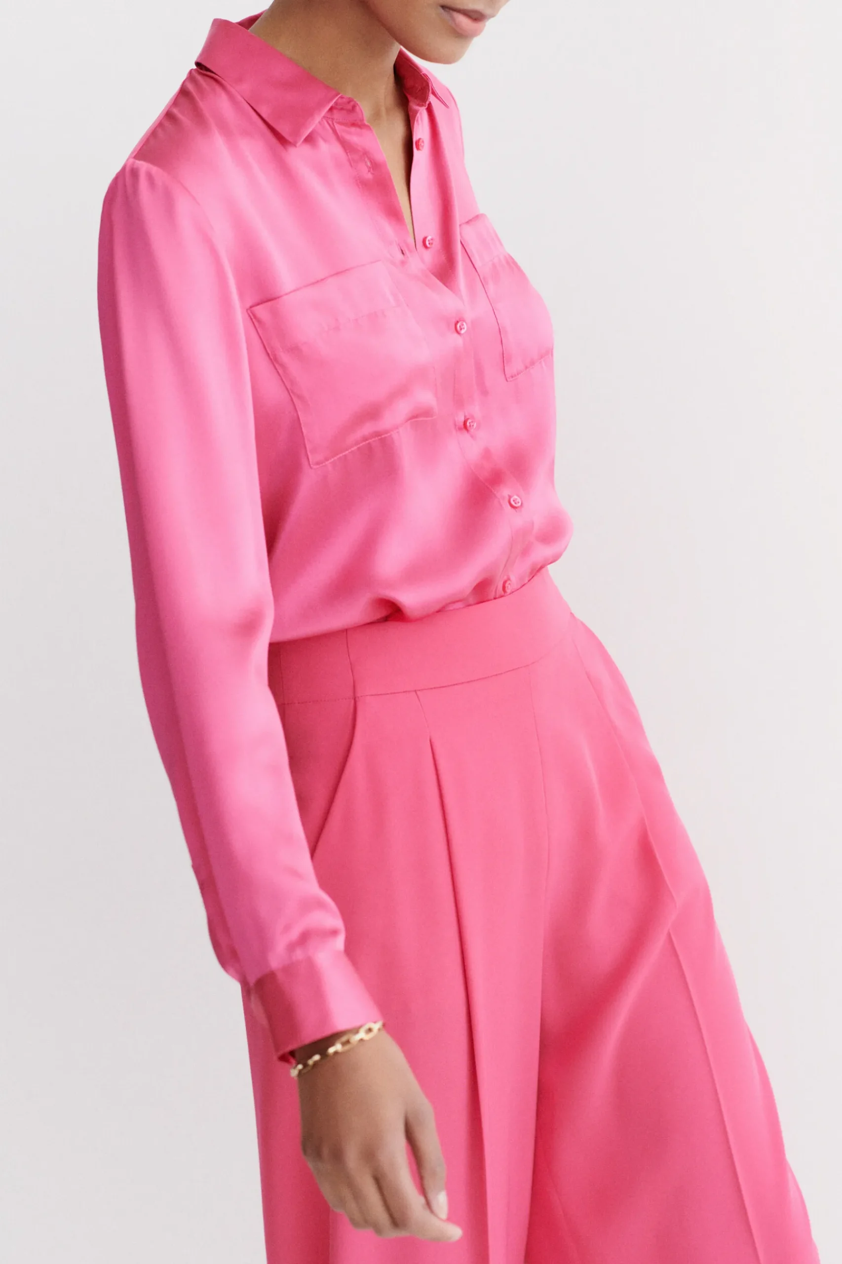 Hot Chemise Jeanne B En Soie Rose Fushia Femme Chemises