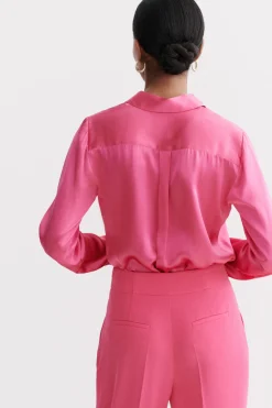 Hot Chemise Jeanne B En Soie Rose Fushia Femme Chemises
