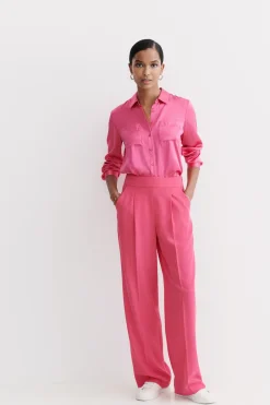 Hot Chemise Jeanne B En Soie Rose Fushia Femme Chemises
