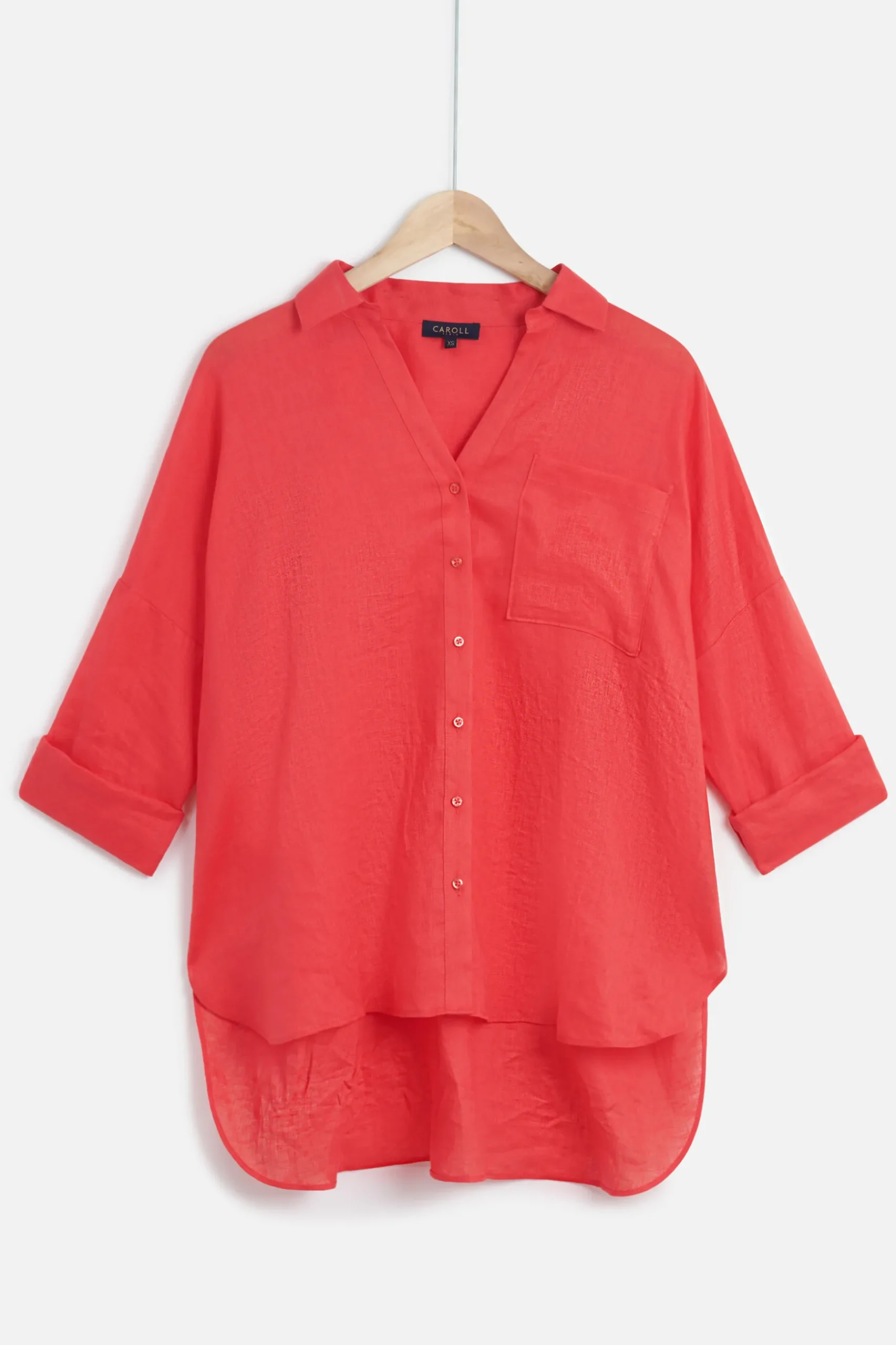 Discount Chemise Sandy Oversize 100% Lin Rouge Femme Chemises