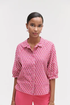 Sale Chemise Zebra A Motif Graphique Rose Fushia Femme Chemises