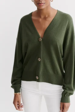Shop Gilet Valeria Vert Kaki Femme Gilets