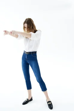 Cheap Jean Pantacourt Caleb B Denim Stone Femme Jeans