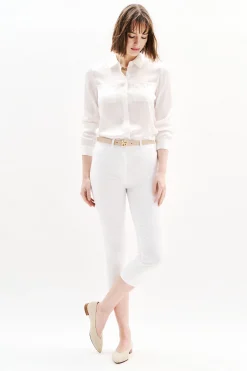 Store Pantacourt Mason Blanc Femme Pantalons