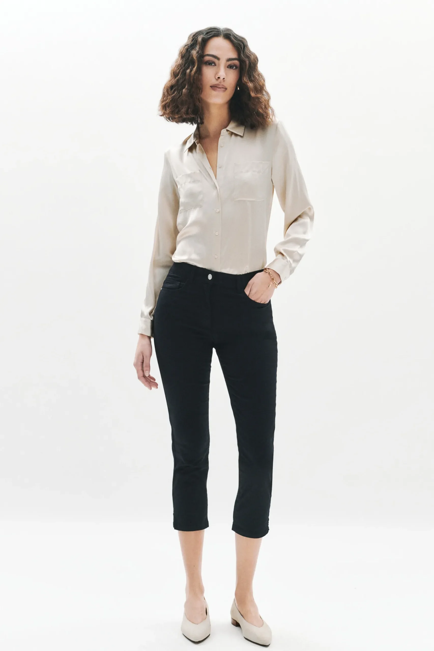 Online Pantacourt Mason Noir Femme Pantalons
