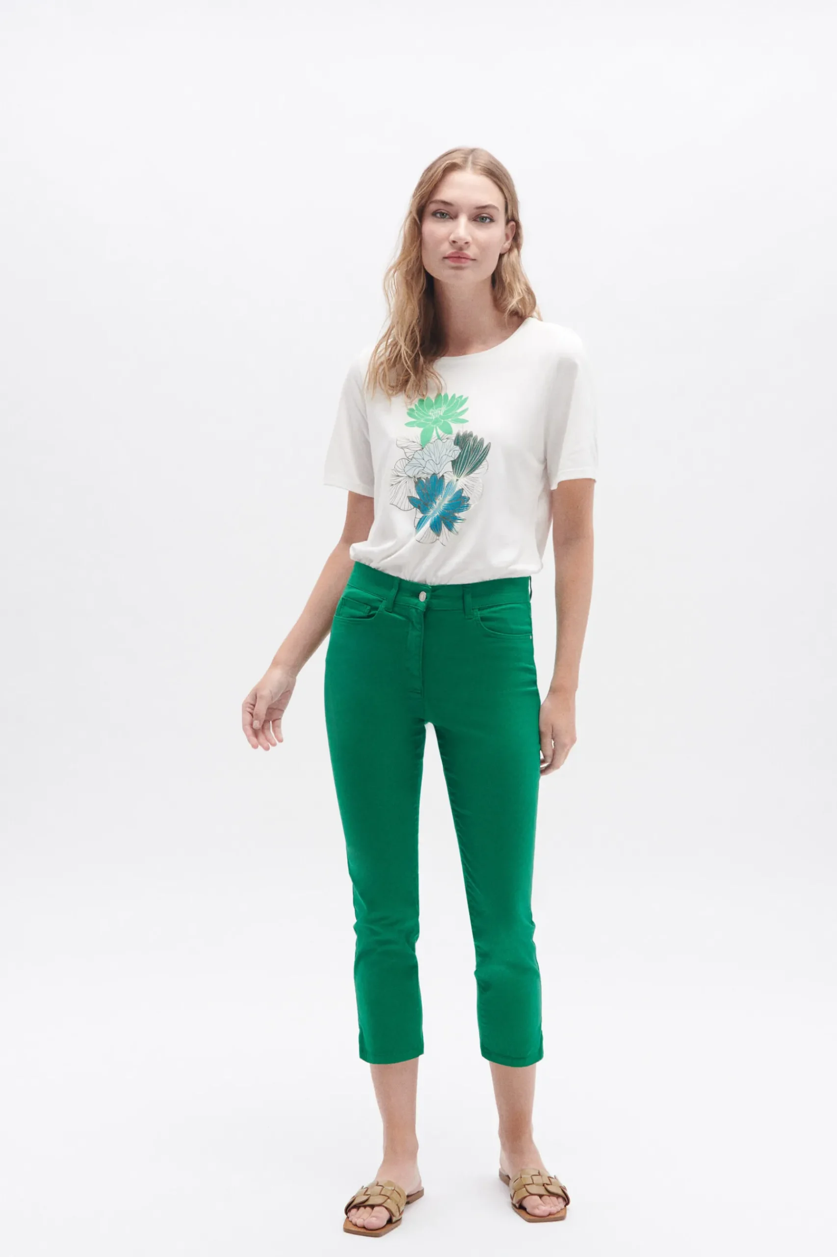 Hot Pantacourt Mason Vert Menthe Femme Pantalons