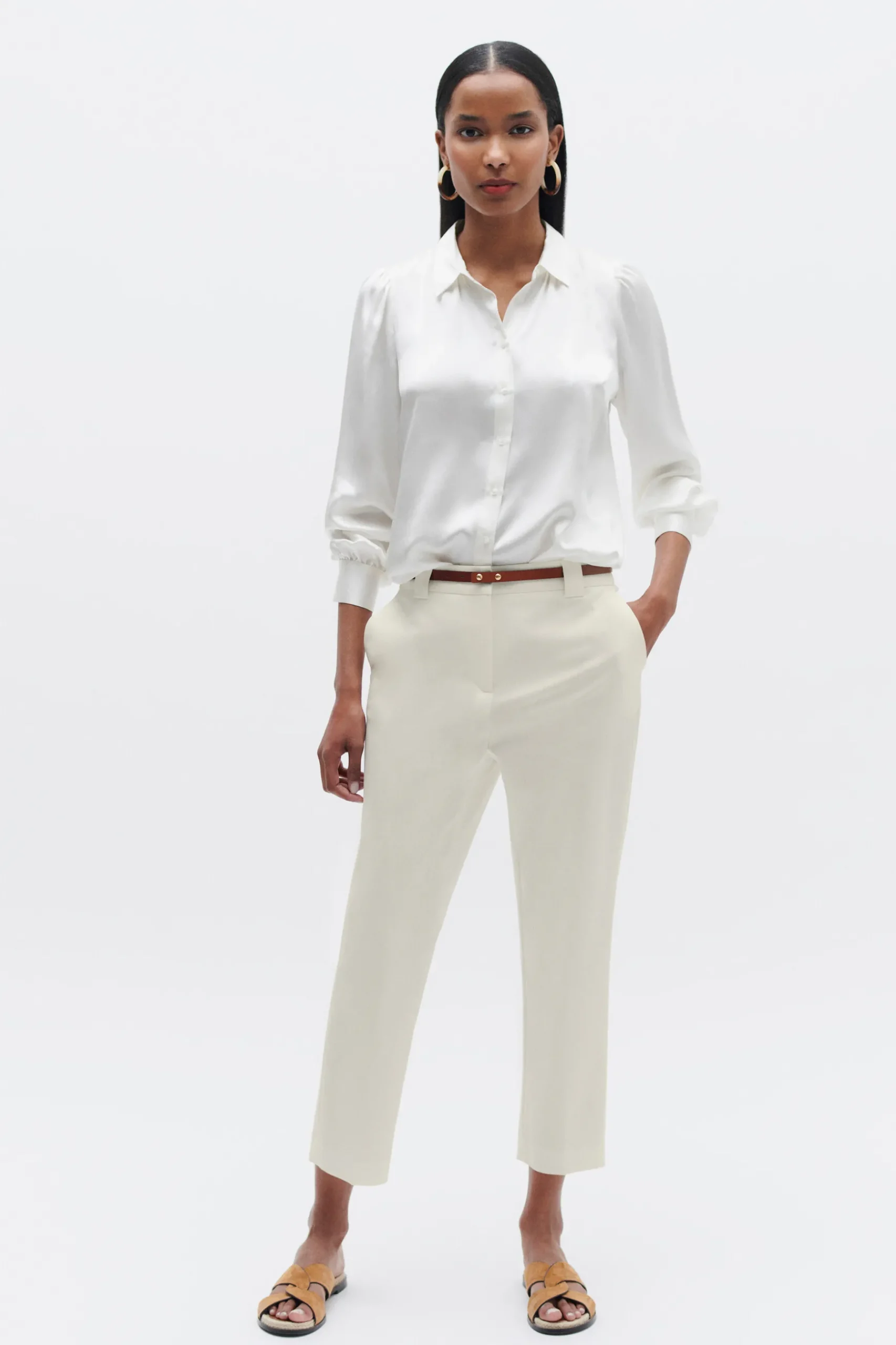 Shop Pantalon Bobby Ivoire Femme Pantalons