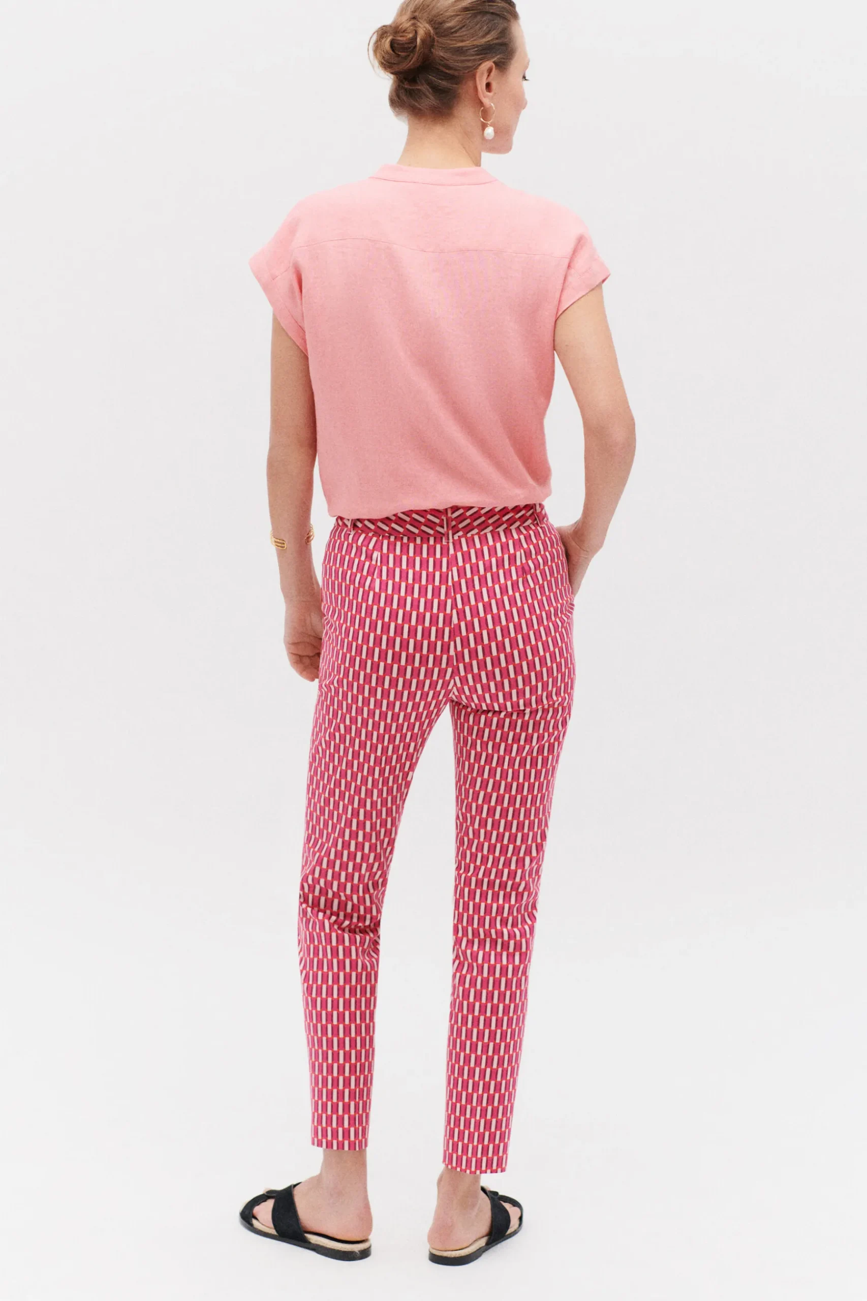 Store Pantalon Gabin A Motifs Graphiques Rose Fushia Femme Pantalons