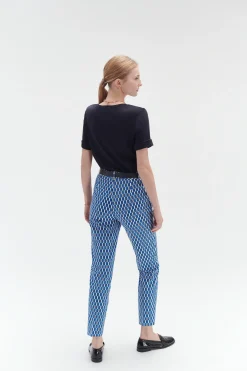 Best Pantalon Gabin A Motifs Graphiques Bleu Marine Femme Pantalons