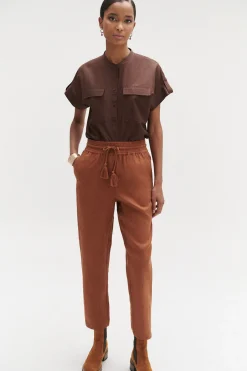 Discount Pantalon Luc Casual 100% Lin Femme Pantalons
