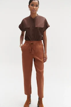 Discount Pantalon Luc Casual 100% Lin Femme Pantalons