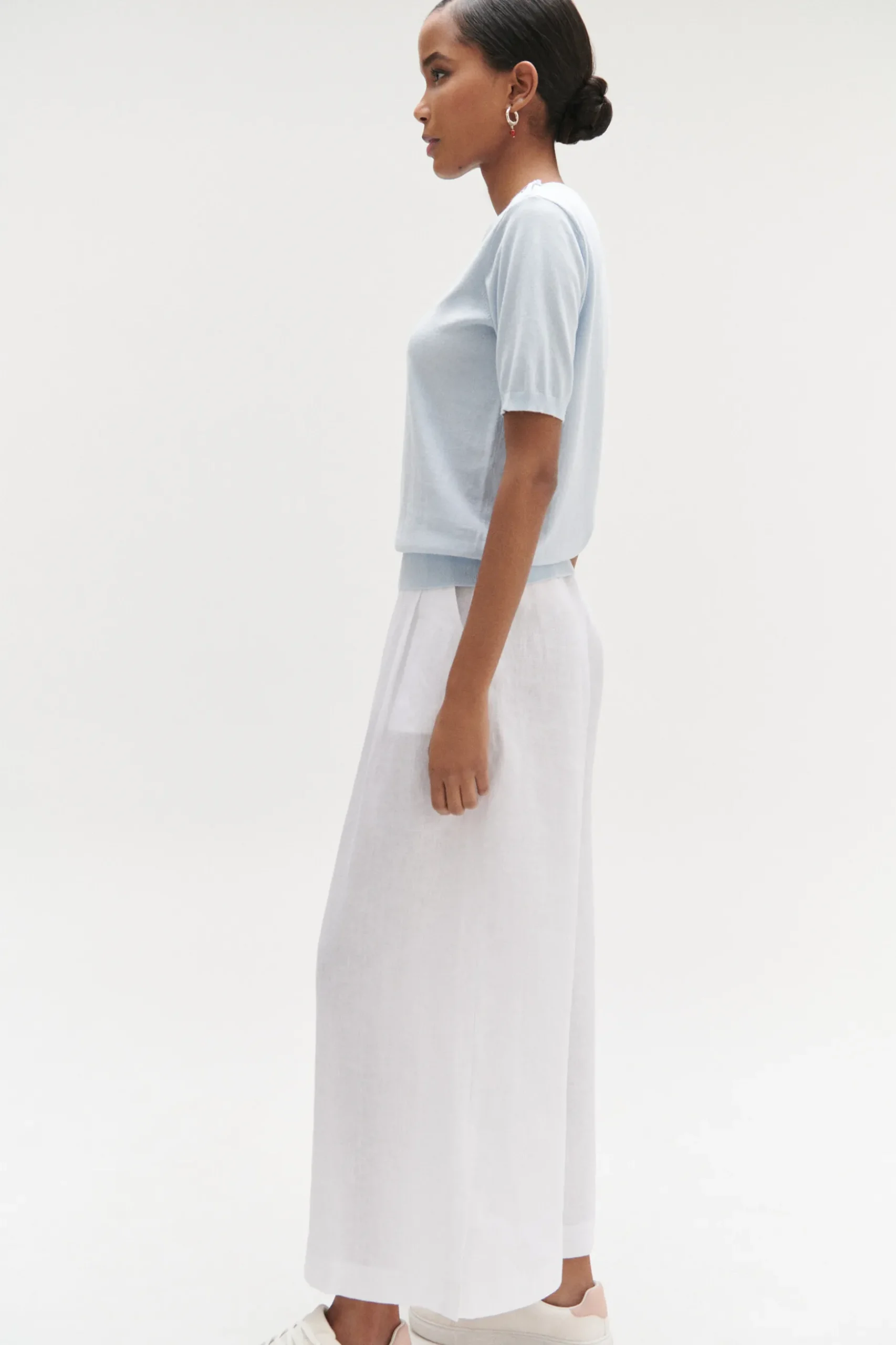 Clearance Pantalon Valvano Jupe-Culotte 100% Lin Femme Pantalons