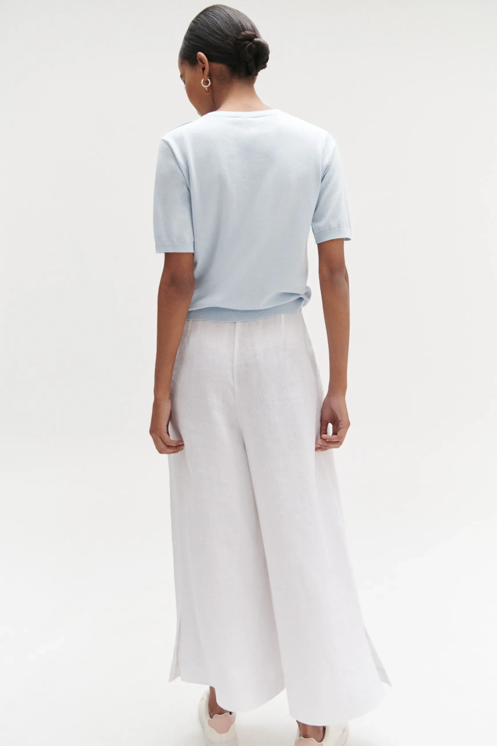 Clearance Pantalon Valvano Jupe-Culotte 100% Lin Femme Pantalons
