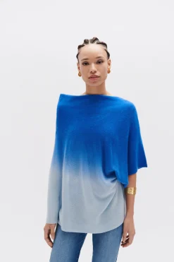 Fashion Poncho Baltidye Bleu Femme Ponchos