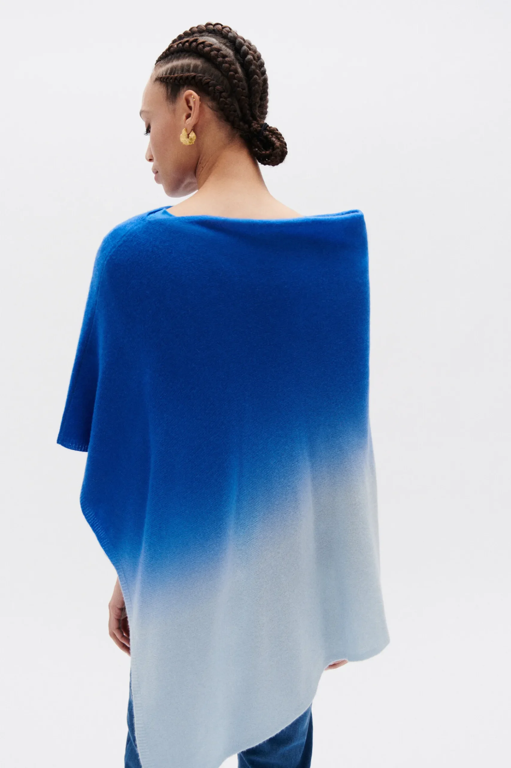 Fashion Poncho Baltidye Bleu Femme Ponchos