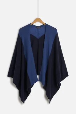 Flash Sale Poncho Charles B 100% Cachemire Bleu Marine Femme Ponchos