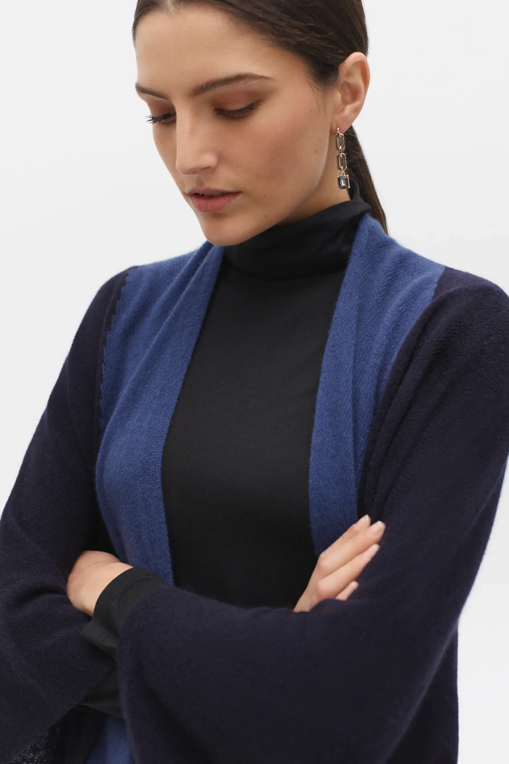 Flash Sale Poncho Charles B 100% Cachemire Bleu Marine Femme Ponchos