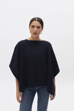 Shop Poncho Lisa B Bleu Marine Femme Ponchos