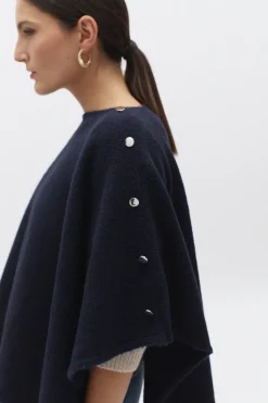 Shop Poncho Lisa B Bleu Marine Femme Ponchos