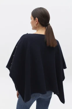 Shop Poncho Lisa B Bleu Marine Femme Ponchos