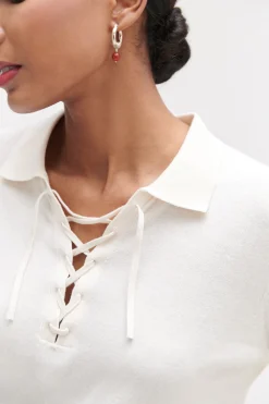 Shop Pull Arthur Col Polo Lace Femme Pulls