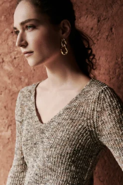 Clearance Pull Hugo En Maille Moulinee Femme Pulls