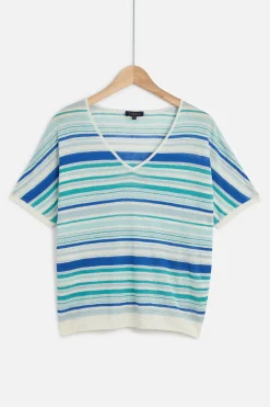 Outlet Pull Milano 100% Lin Bleu Electrique Femme Pulls