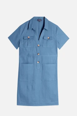 Store Robe Laure 100% Lin Denim Stone Femme Robes