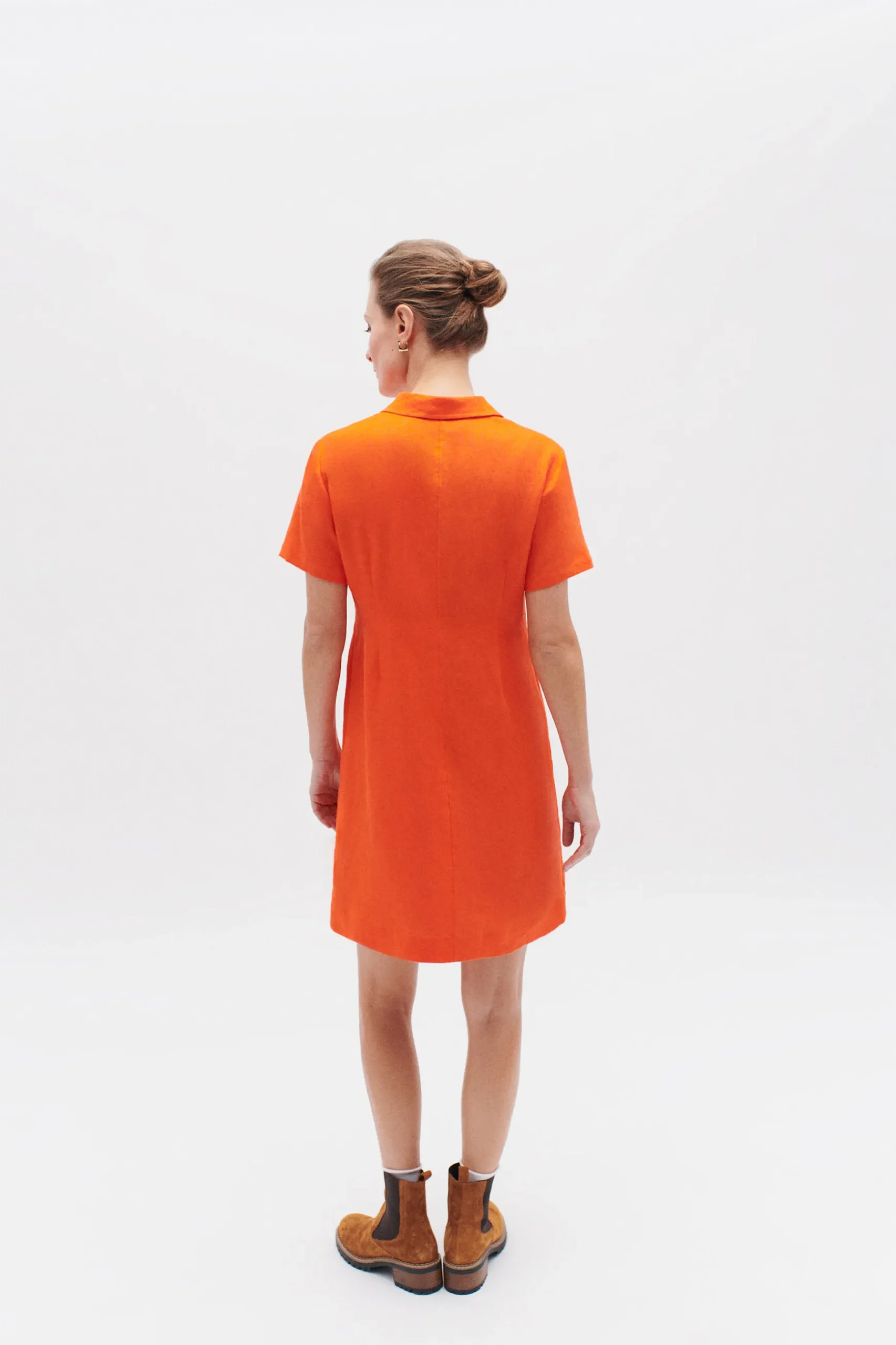 Store Robe Laure 100% Lin Orange Femme Robes