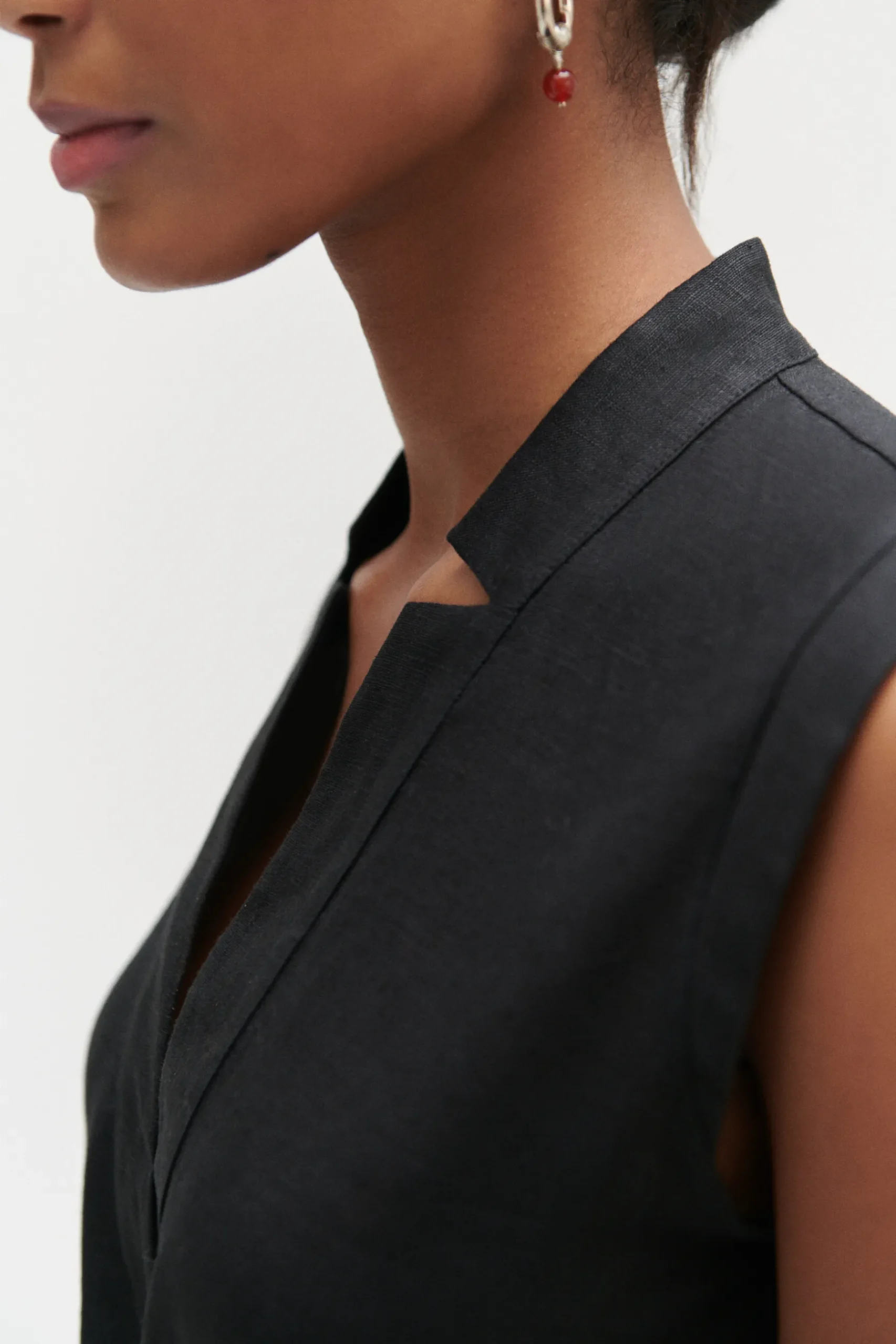 Sale Robe Longue Amy 100% Lin Noir Femme Robes