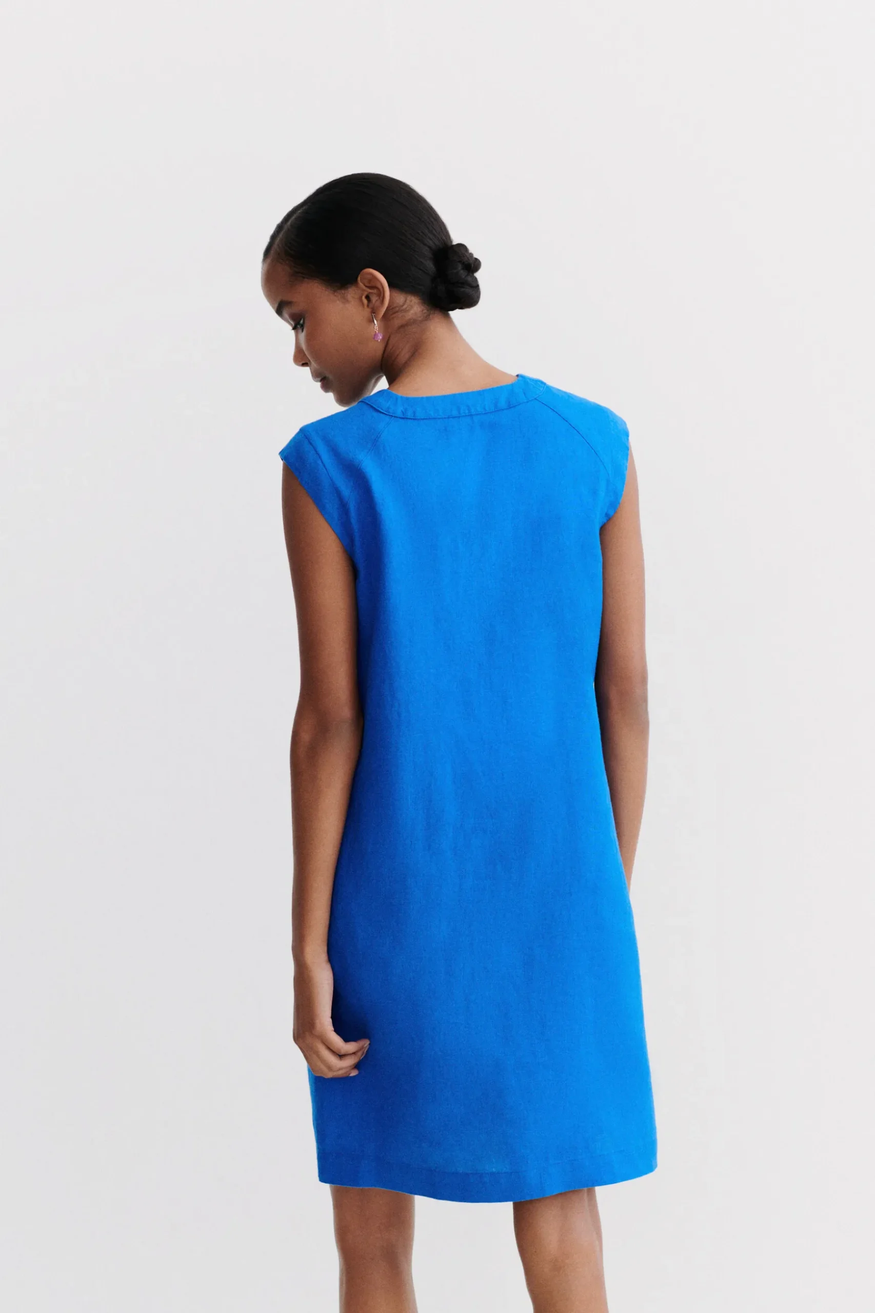 Sale Robe Pamela 100% Lin Bleu Electrique Femme Robes