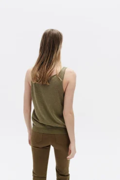Best Sale Top Nolwenn Vert Olive Femme Tops Et T-Shirts