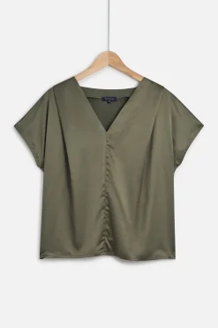 Clearance Top Victor Satine Vert Kaki Femme Tops Et T-Shirts